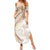 Polynesia Humpback Whale Summer Maxi Dress Tropical Plumeria Beige