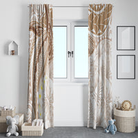 Polynesia Humpback Whale Window Curtain Tropical Plumeria Beige