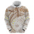 Polynesia Humpback Whale Zip Hoodie Tropical Plumeria Beige