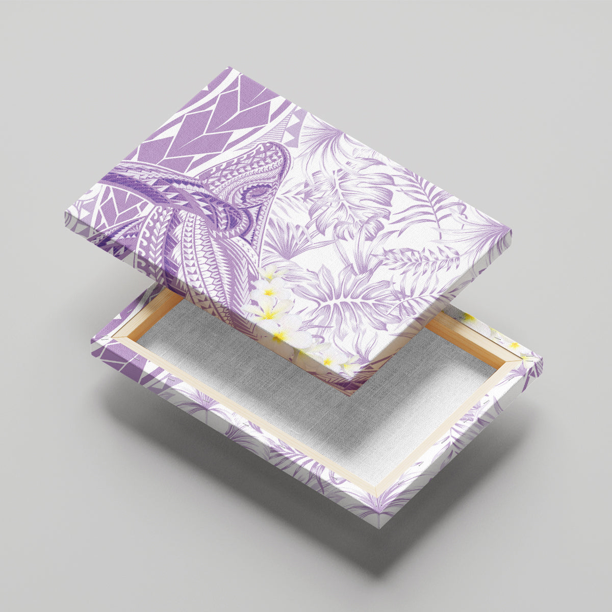 Polynesia Humpback Whale Canvas Wall Art Tropical Plumeria Lavender