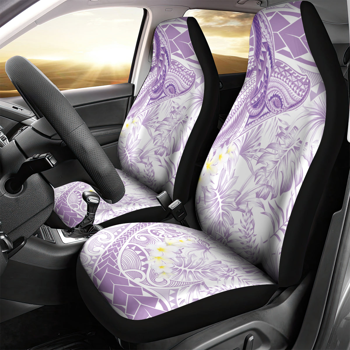 Polynesia Humpback Whale Car Seat Cover Tropical Plumeria Lavender