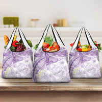 Polynesia Humpback Whale Grocery Bag Tropical Plumeria Lavender