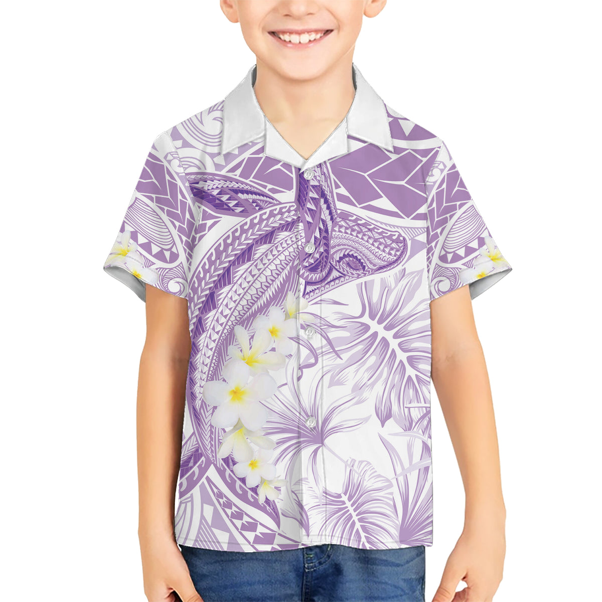 Polynesia Humpback Whale Hawaiian Shirt Tropical Plumeria Lavender