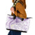 Polynesia Humpback Whale Leather Tote Bag Tropical Plumeria Lavender