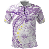Polynesia Humpback Whale Polo Shirt Tropical Plumeria Lavender