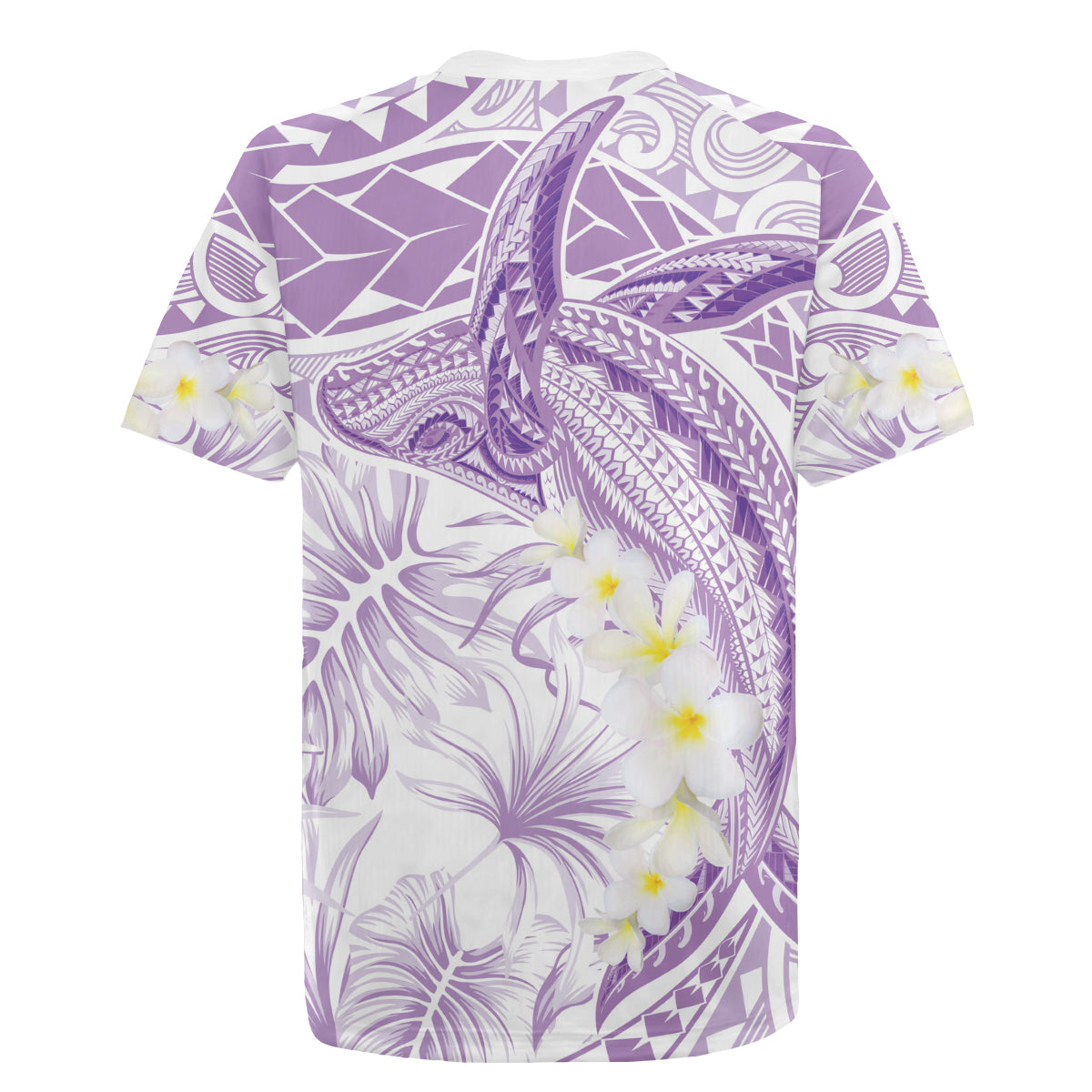 Polynesia Humpback Whale Rugby Jersey Tropical Plumeria Lavender