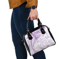 Polynesia Humpback Whale Shoulder Handbag Tropical Plumeria Lavender