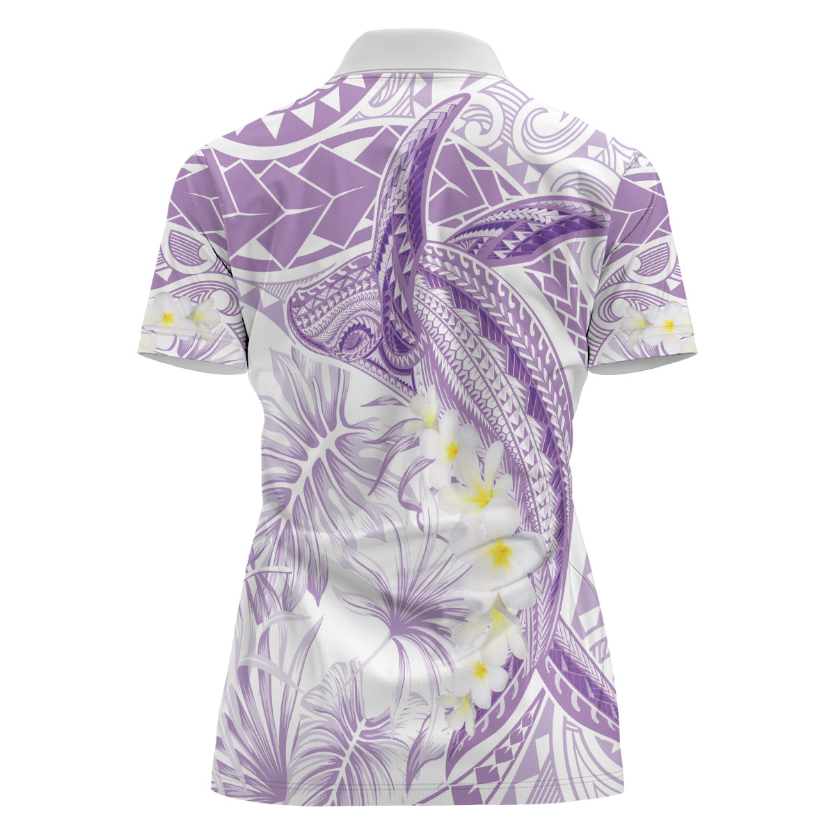 Polynesia Humpback Whale Women Polo Shirt Tropical Plumeria Lavender