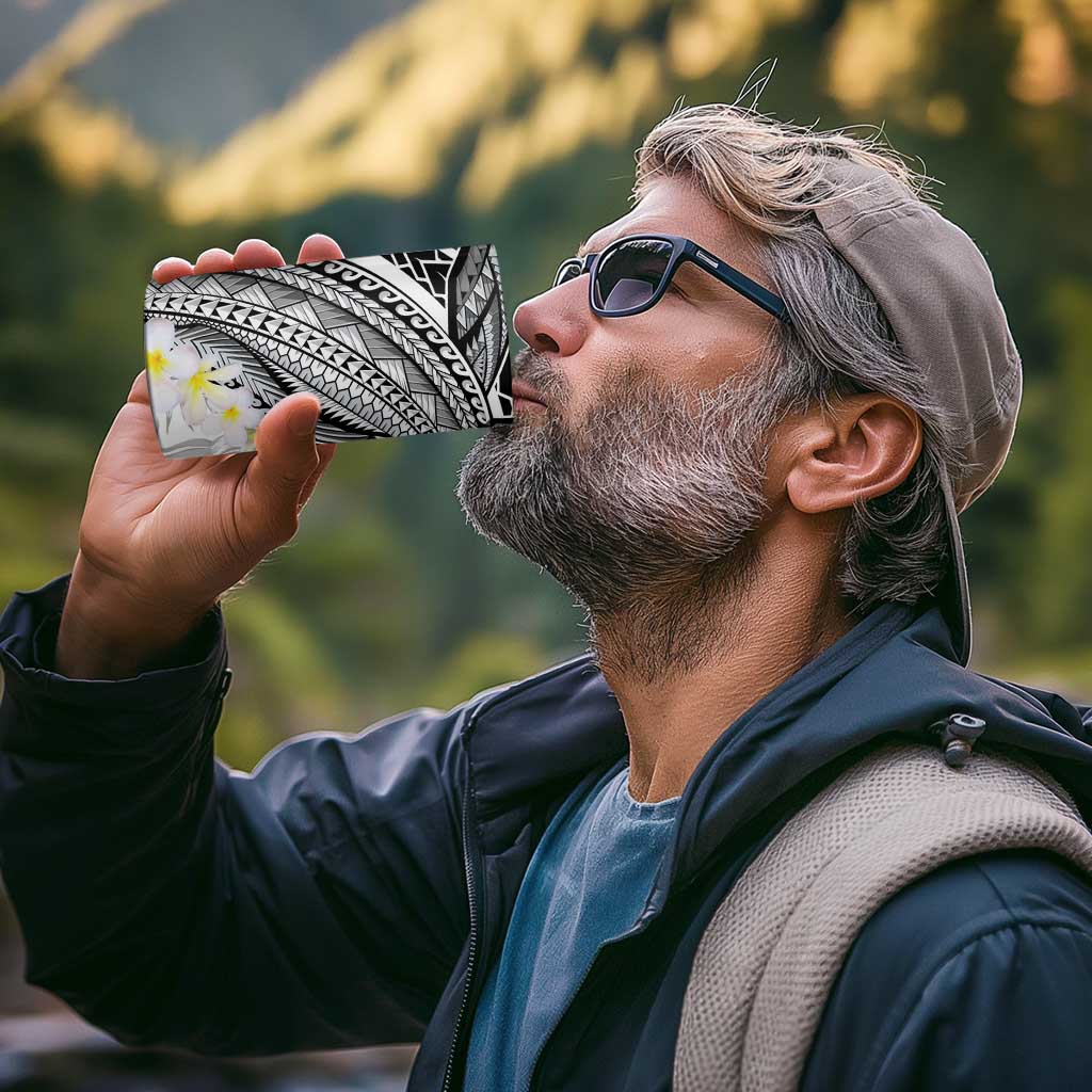 Polynesia Humpback Whale 4 in 1 Can Cooler Tumbler Tropical Plumeria Charcoal