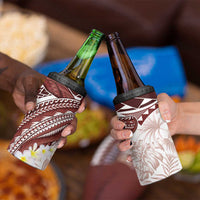 Polynesia Humpback Whale 4 in 1 Can Cooler Tumbler Tropical Plumeria Oxblood