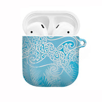 Aotearoa Maori Koru Curves AirPods Case Silver Ferns - Turquoise