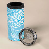 Aotearoa Maori Koru Curves 4 in 1 Can Cooler Tumbler Silver Ferns - Turquoise