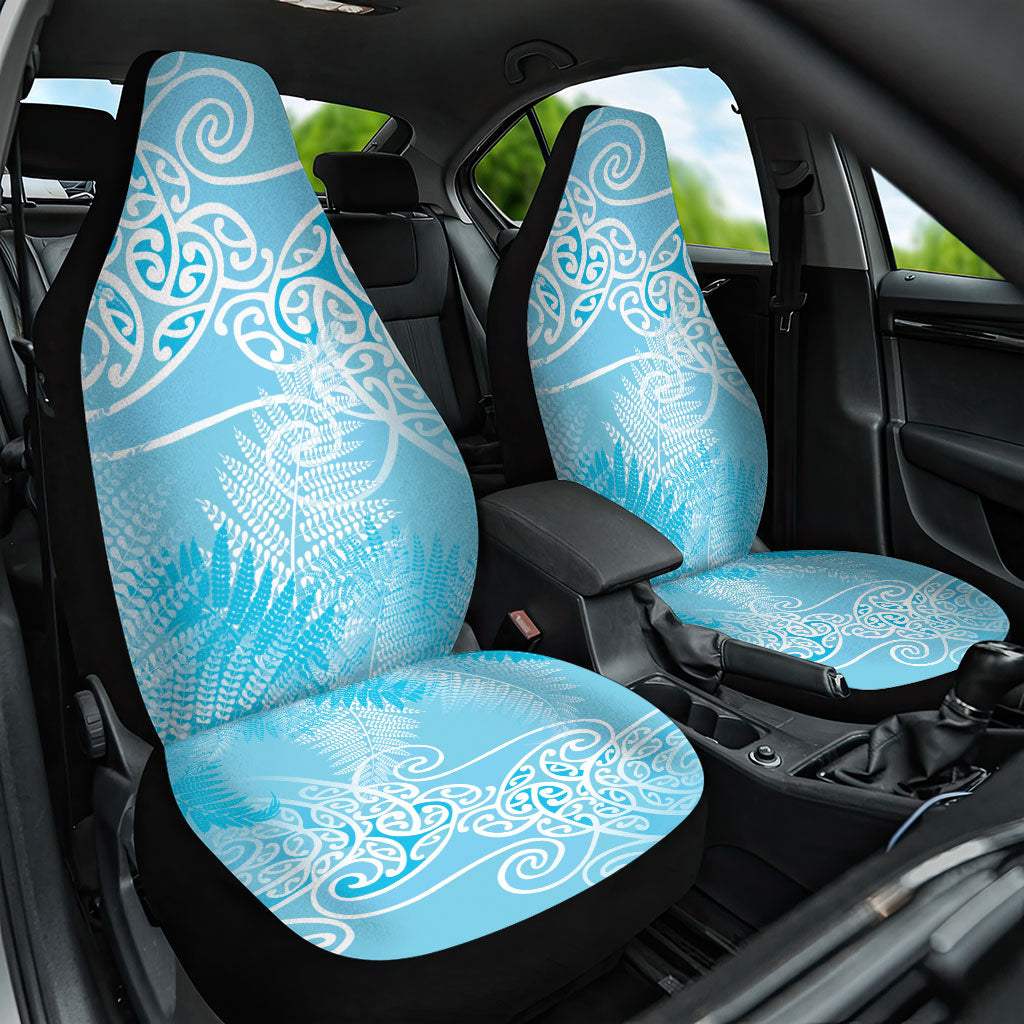 Aotearoa Maori Koru Curves Car Seat Cover Silver Ferns - Turquoise