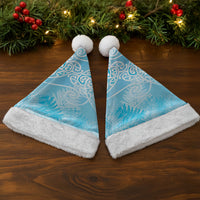 Aotearoa Maori Koru Curves Christmas Santa Hat Silver Ferns - Turquoise LT7 - Polynesian Pride