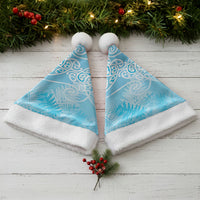 Aotearoa Maori Koru Curves Christmas Santa Hat Silver Ferns - Turquoise LT7 - Polynesian Pride