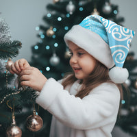 Aotearoa Maori Koru Curves Christmas Santa Hat Silver Ferns - Turquoise LT7 - Polynesian Pride