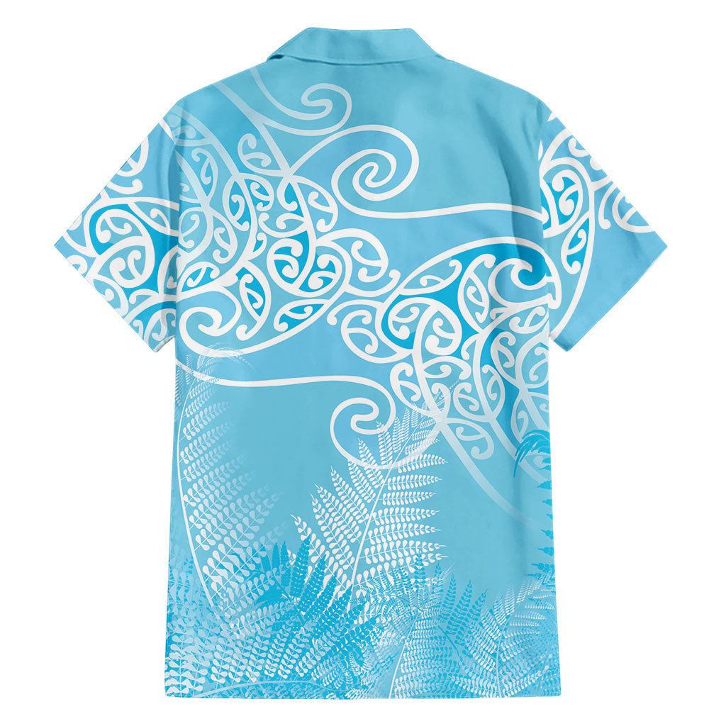 Aotearoa Maori Koru Curves Family Matching Mermaid Dress and Hawaiian Shirt Silver Ferns - Turquoise LT7 - Polynesian Pride