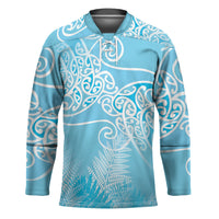 Aotearoa Maori Koru Curves Hockey Jersey Silver Ferns - Turquoise