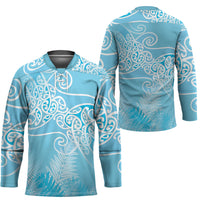 Aotearoa Maori Koru Curves Hockey Jersey Silver Ferns - Turquoise