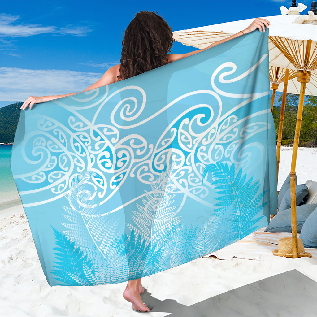 Aotearoa Maori Koru Curves Sarong Silver Ferns - Turquoise