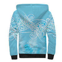 Aotearoa Maori Koru Curves Sherpa Hoodie Silver Ferns - Turquoise