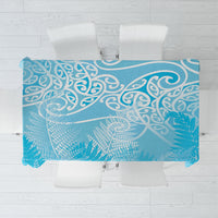 Aotearoa Maori Koru Curves Tablecloth Silver Ferns - Turquoise