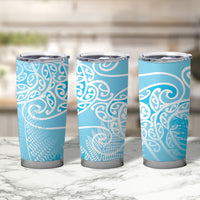 Aotearoa Maori Koru Curves Tumbler Cup Silver Ferns - Turquoise