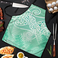 Aotearoa Maori Koru Curves Apron Silver Ferns - Mint