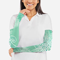 Aotearoa Maori Koru Curves Arm Sleeves Silver Ferns - Mint