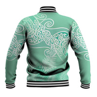 Aotearoa Maori Koru Curves Baseball Jacket Silver Ferns - Mint