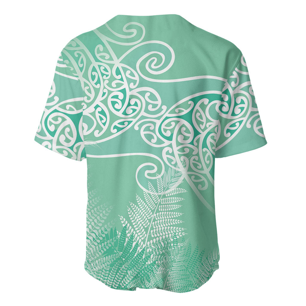 Aotearoa Maori Koru Curves Baseball Jersey Silver Ferns - Mint