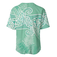 Aotearoa Maori Koru Curves Baseball Jersey Silver Ferns - Mint