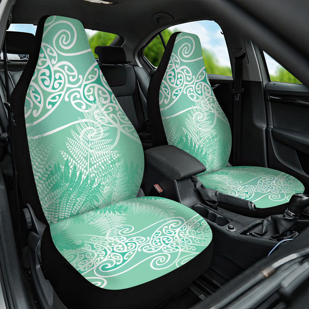 Aotearoa Maori Koru Curves Car Seat Cover Silver Ferns - Mint