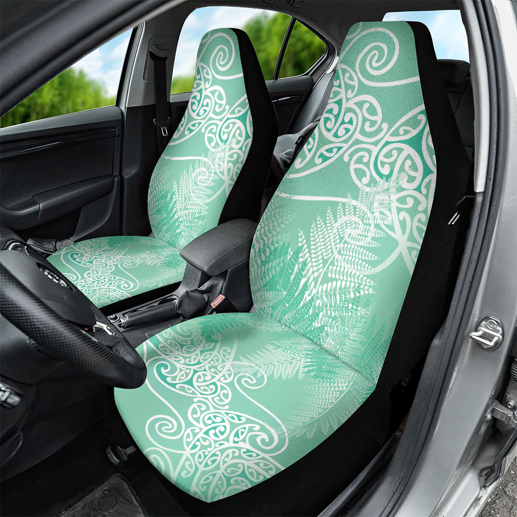 Aotearoa Maori Koru Curves Car Seat Cover Silver Ferns - Mint