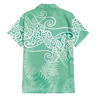 Aotearoa Maori Koru Curves Family Matching Puletasi and Hawaiian Shirt Silver Ferns - Mint