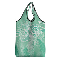 Aotearoa Maori Koru Curves Grocery Bag Silver Ferns - Mint