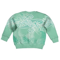 Aotearoa Maori Koru Curves Kid Ugly Christmas Sweater Silver Ferns - Mint LT7 - Polynesian Pride