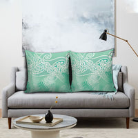 Aotearoa Maori Koru Curves Pillow Cover Silver Ferns - Mint
