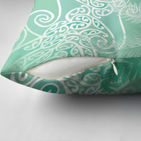 Aotearoa Maori Koru Curves Pillow Cover Silver Ferns - Mint