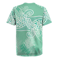 Aotearoa Maori Koru Curves Rugby Jersey Silver Ferns - Mint