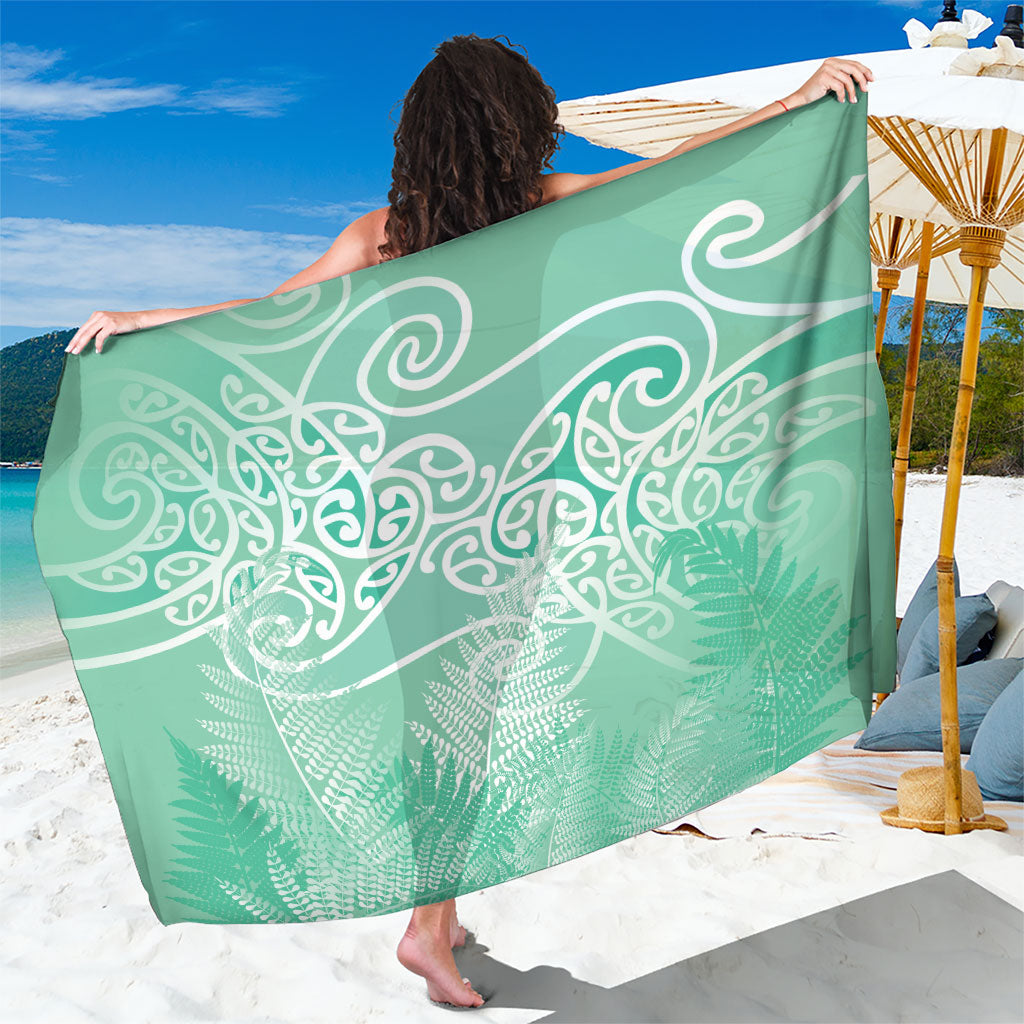 Aotearoa Maori Koru Curves Sarong Silver Ferns - Mint