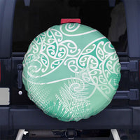 Aotearoa Maori Koru Curves Spare Tire Cover Silver Ferns - Mint