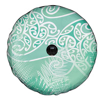 Aotearoa Maori Koru Curves Spare Tire Cover Silver Ferns - Mint