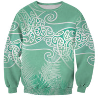 Aotearoa Maori Koru Curves Sweatshirt Silver Ferns - Mint