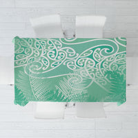 Aotearoa Maori Koru Curves Tablecloth Silver Ferns - Mint