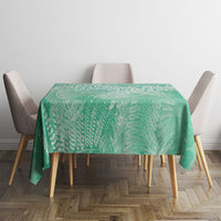 Aotearoa Maori Koru Curves Tablecloth Silver Ferns - Mint