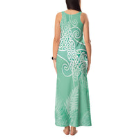 Aotearoa Maori Koru Curves Tank Maxi Dress Silver Ferns - Mint
