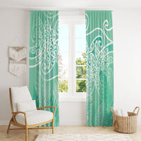 Aotearoa Maori Koru Curves Window Curtain Silver Ferns - Mint