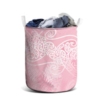 Aotearoa Maori Koru Curves Laundry Basket Silver Ferns - Rose Pink