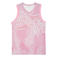 Aotearoa Maori Koru Curves Basketball Jersey Silver Ferns - Rose Pink